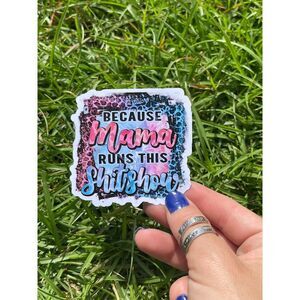 Because Mama Runs This Ombré Animal Print Sticker